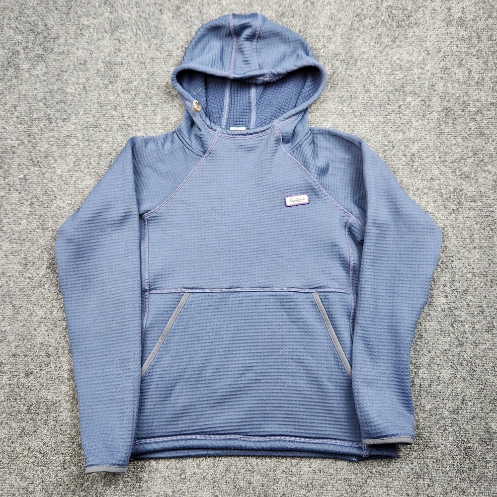 Fayettechill Hoodie Womens XS Blue Waffle Knit Pullover‎ Polartec USA Kangaroo